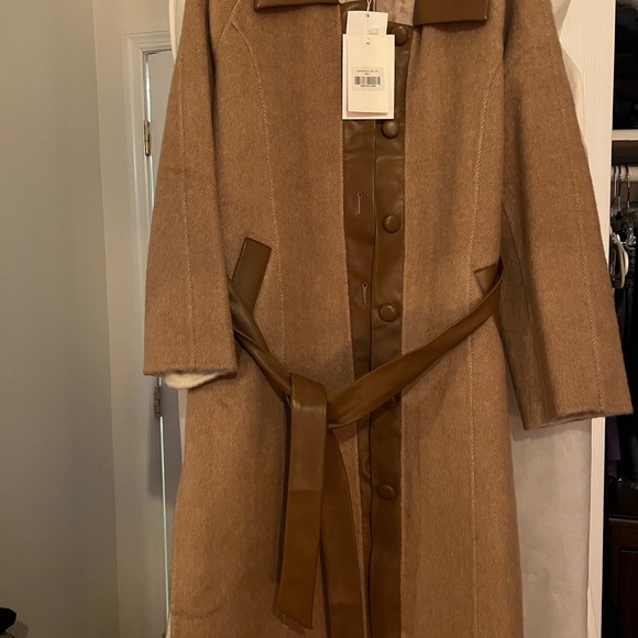 Petite Studio Tan Trench Coat with Leather Details - Picture 4 of 8